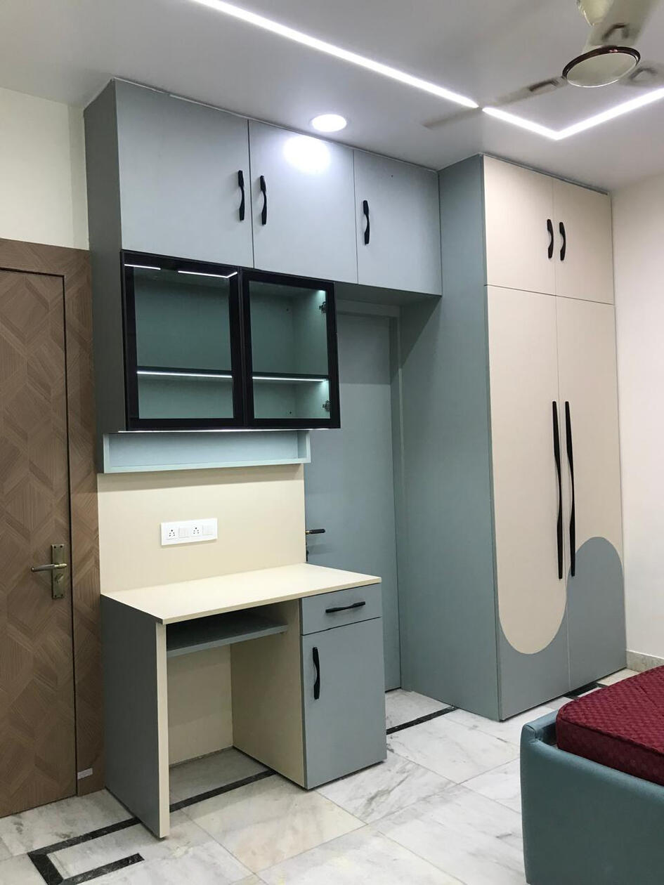 Wardrobe with study table design